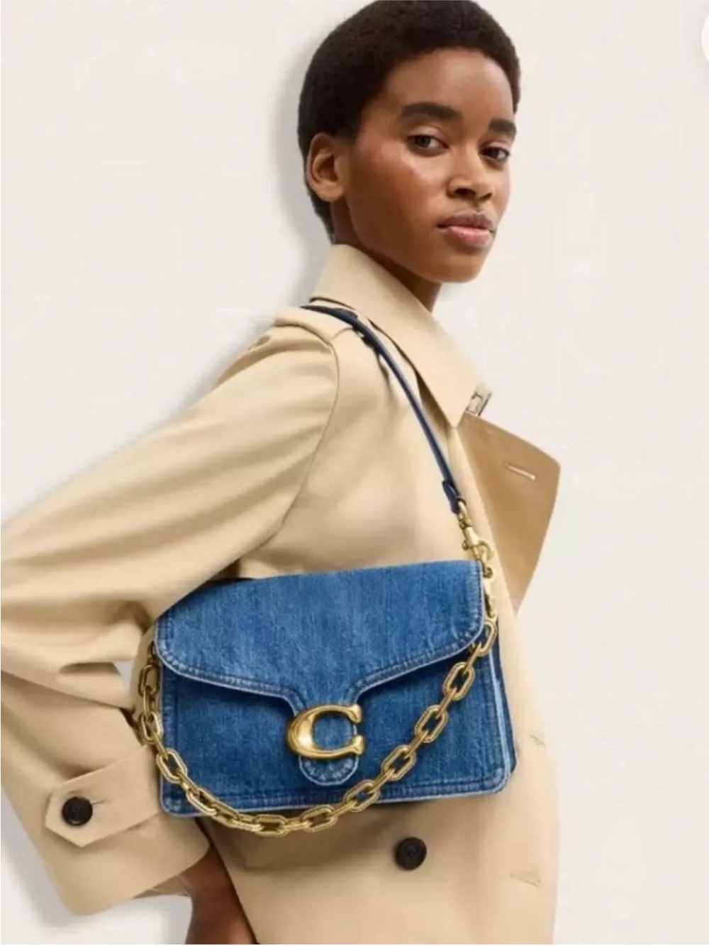 Coach Denim Chain Tabby 30 Shoulder Bag with Gold Hardw - Picture 2 of 7